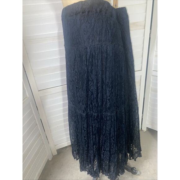 80s D.D. Cooper Maxi Boho Pull On Skirt Sz M/L Bohemian Lace Layered Tiered - Picture 6 of 8
